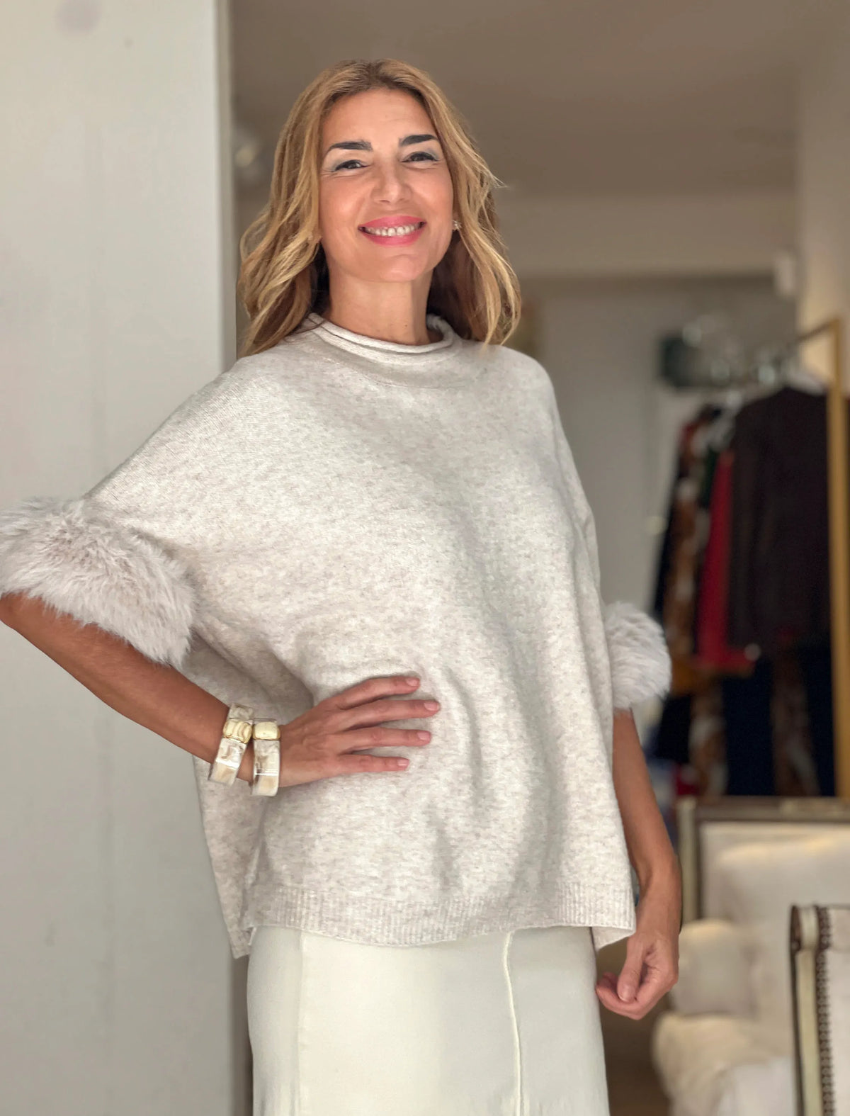 Jersey glamour beige claro