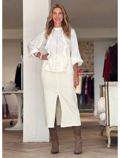 Falda denim colour cream