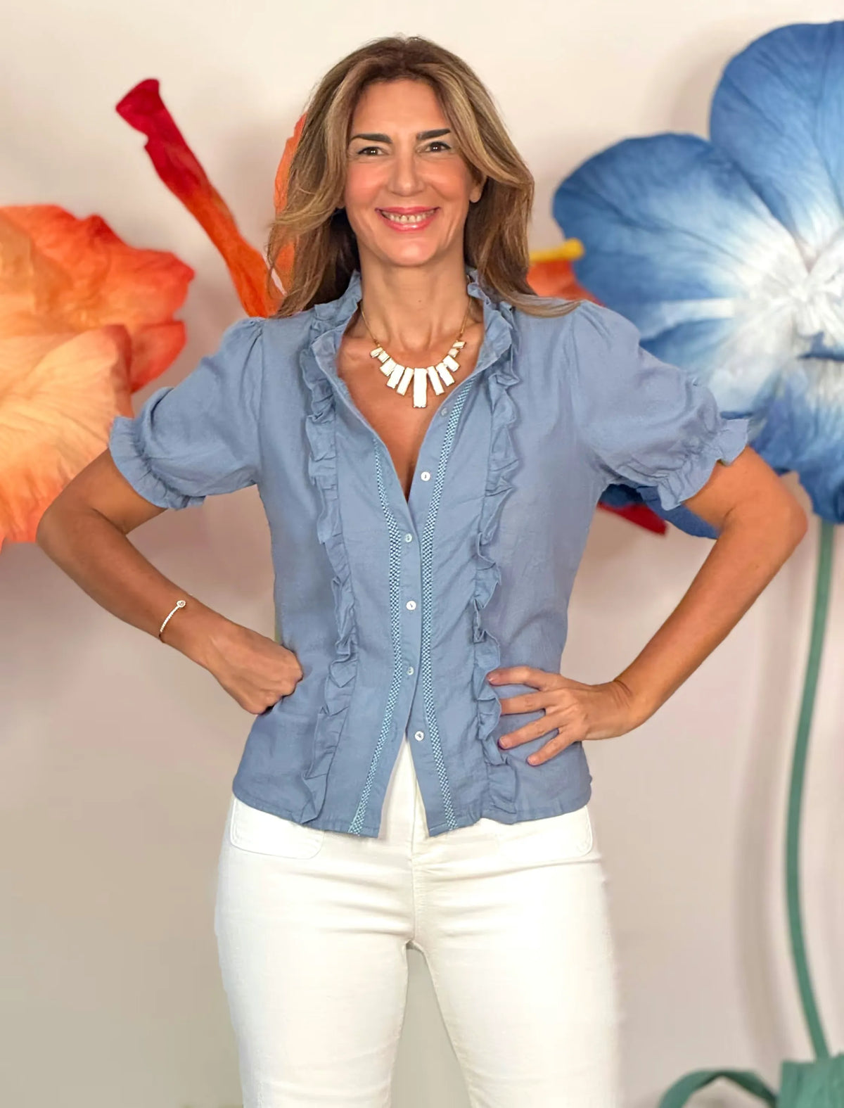 Camisa suave azul
