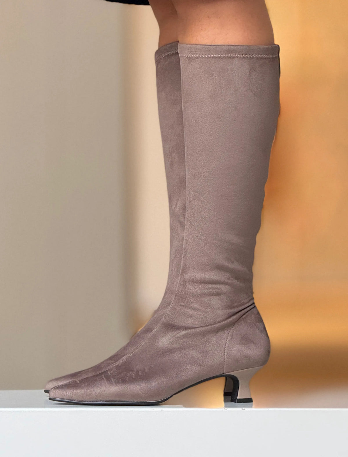 Bota alta de licra Camel