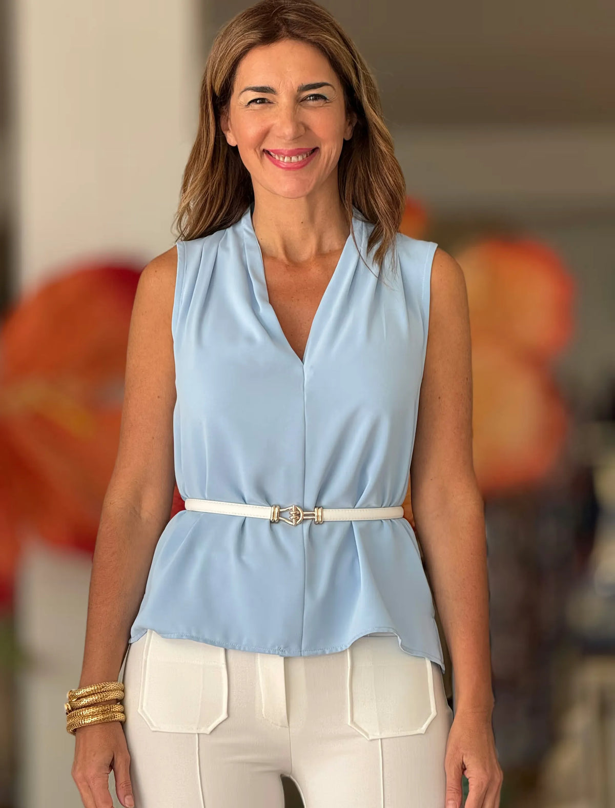 Blusa celeste fluida chic