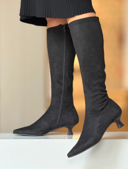 Bota alta de licra Negro