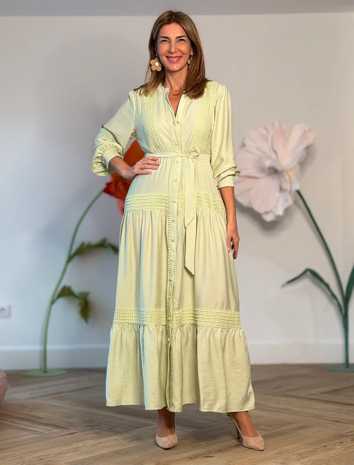 Vestido camisero bonito verde