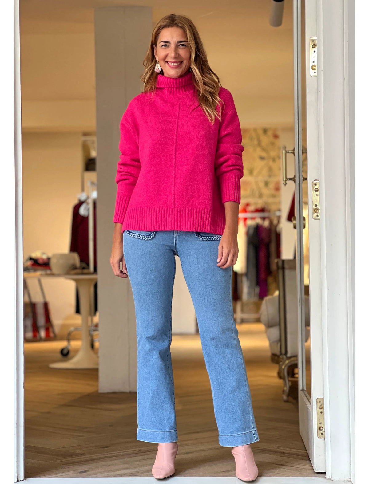 Pantalón vaquero bolsillos trenzados