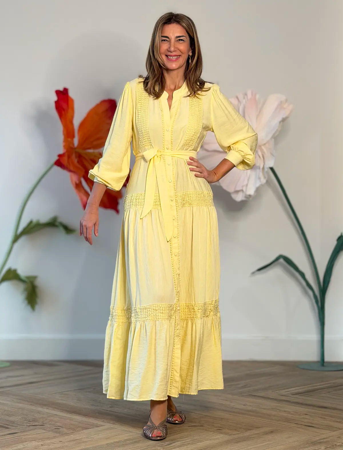 Vestido camisero bonito amarillo