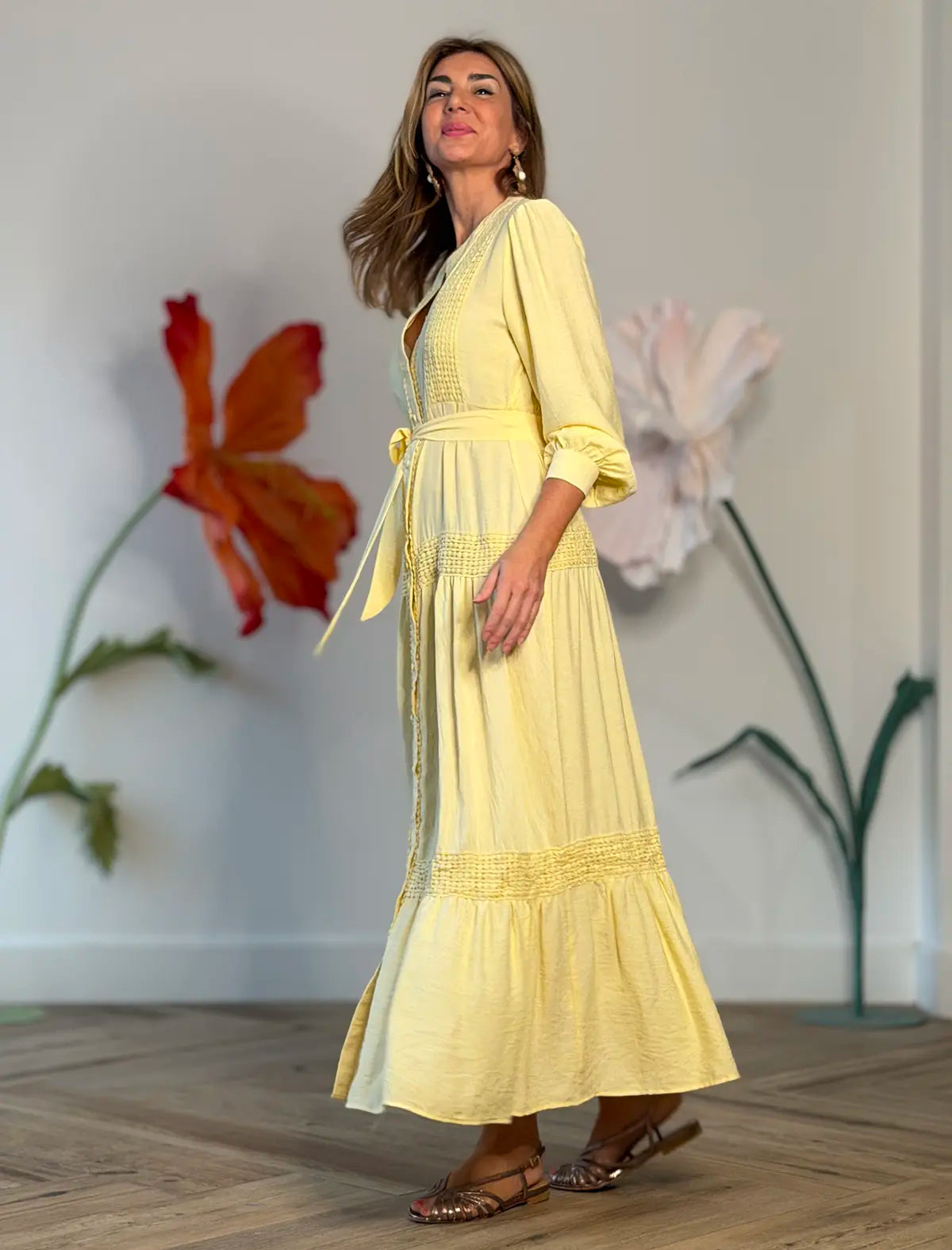 Vestido camisero bonito amarillo