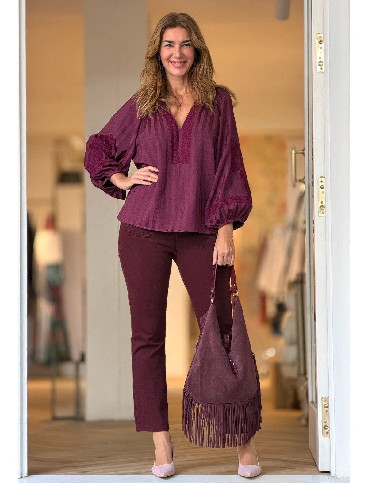 Camisa burdeos fluida