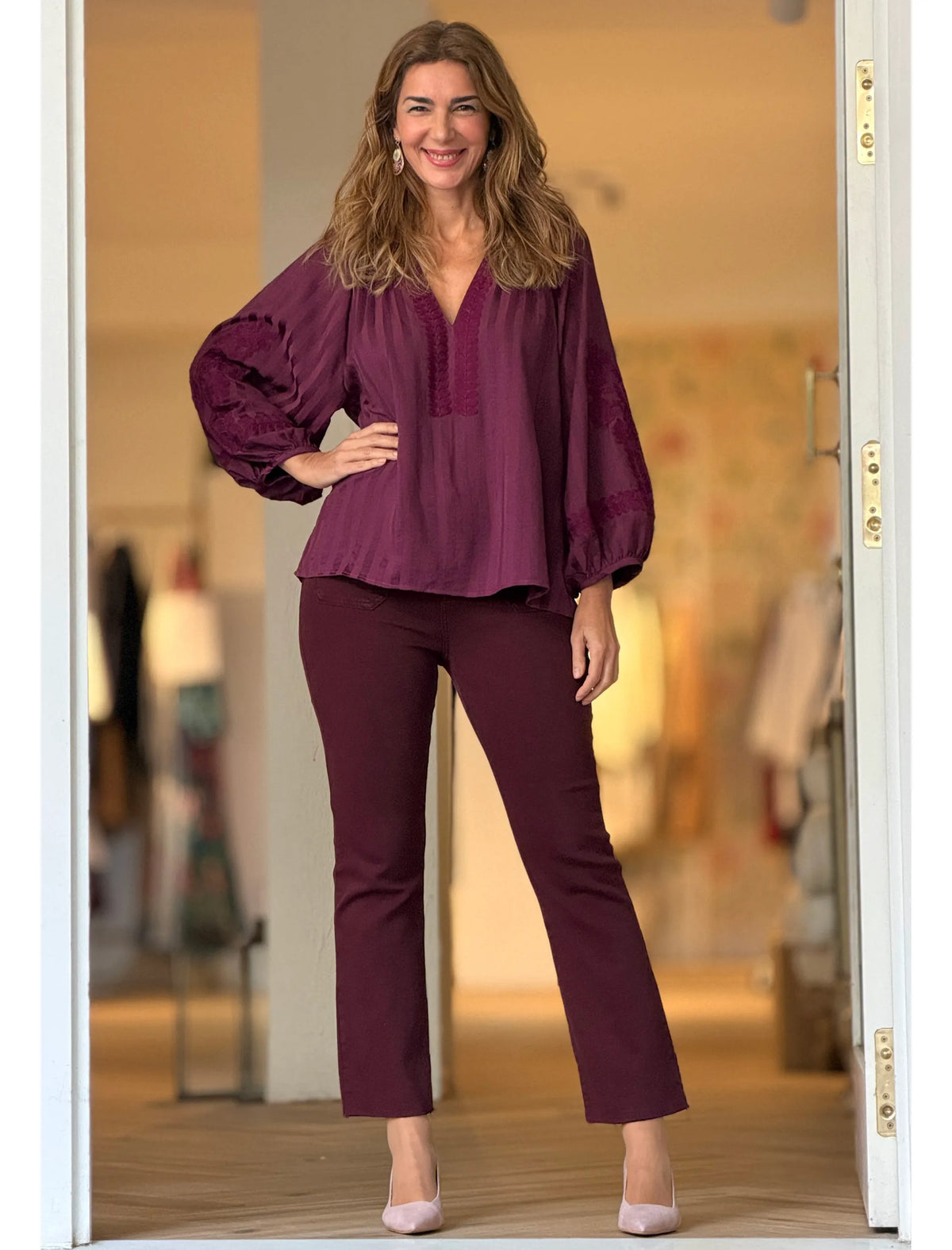 Camisa burdeos fluida