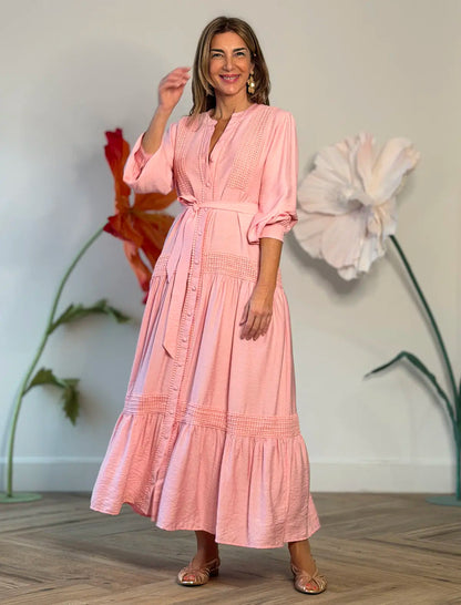 Vestido camisero bonito rosa