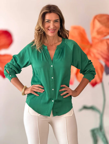 Camisa fluida Nuria esmeralda