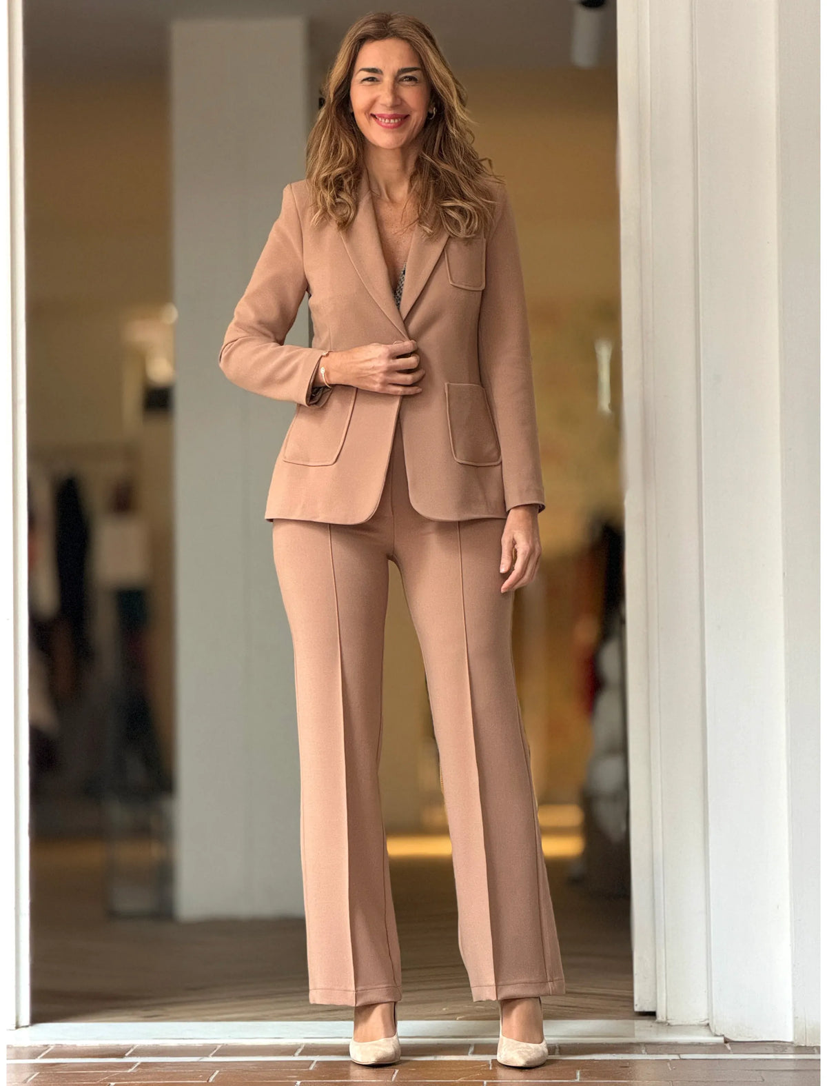 Chaqueta blazer chic camel