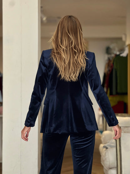 Chaqueta ideal de terciopelo azul