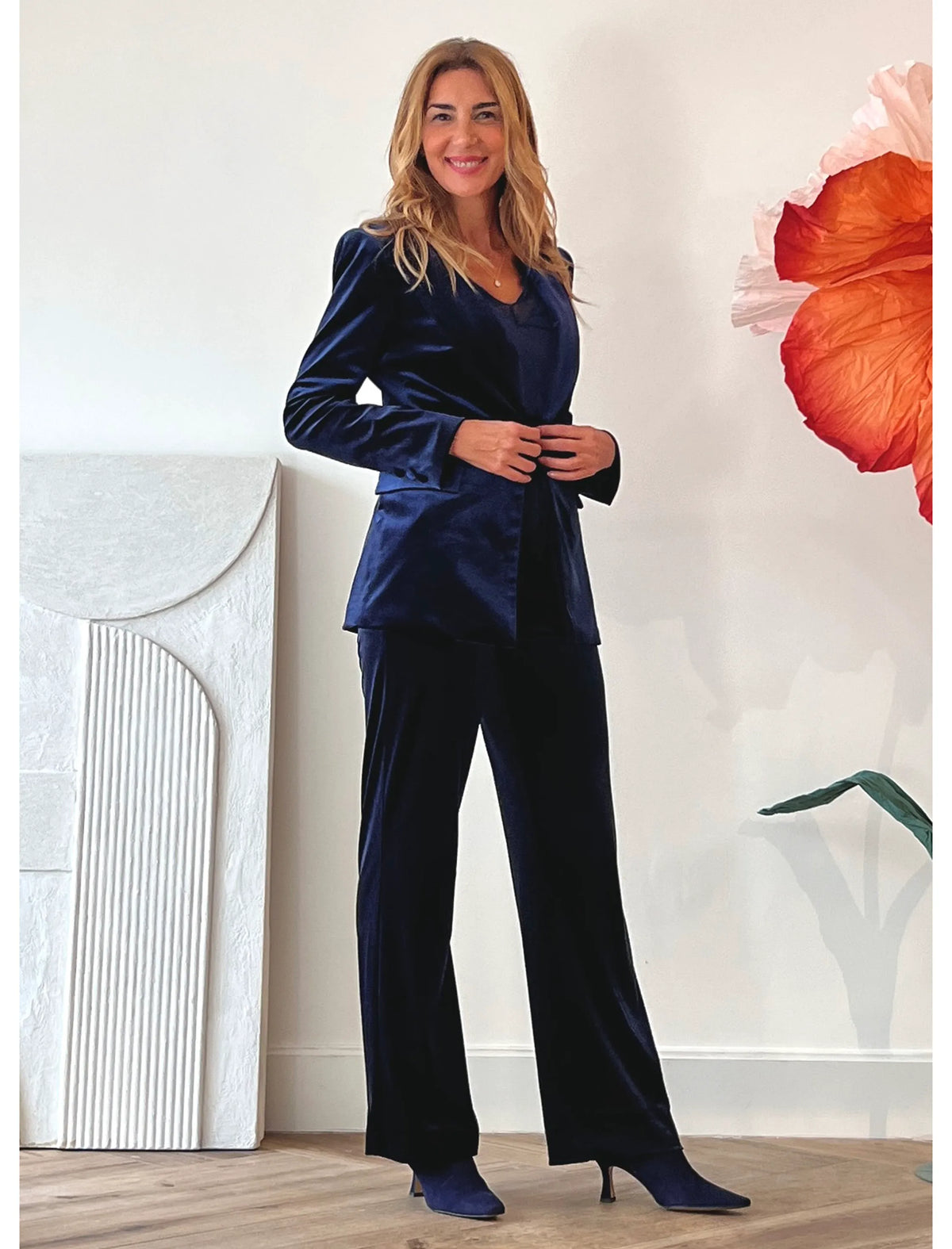 Pantalón ideal de terciopelo azul