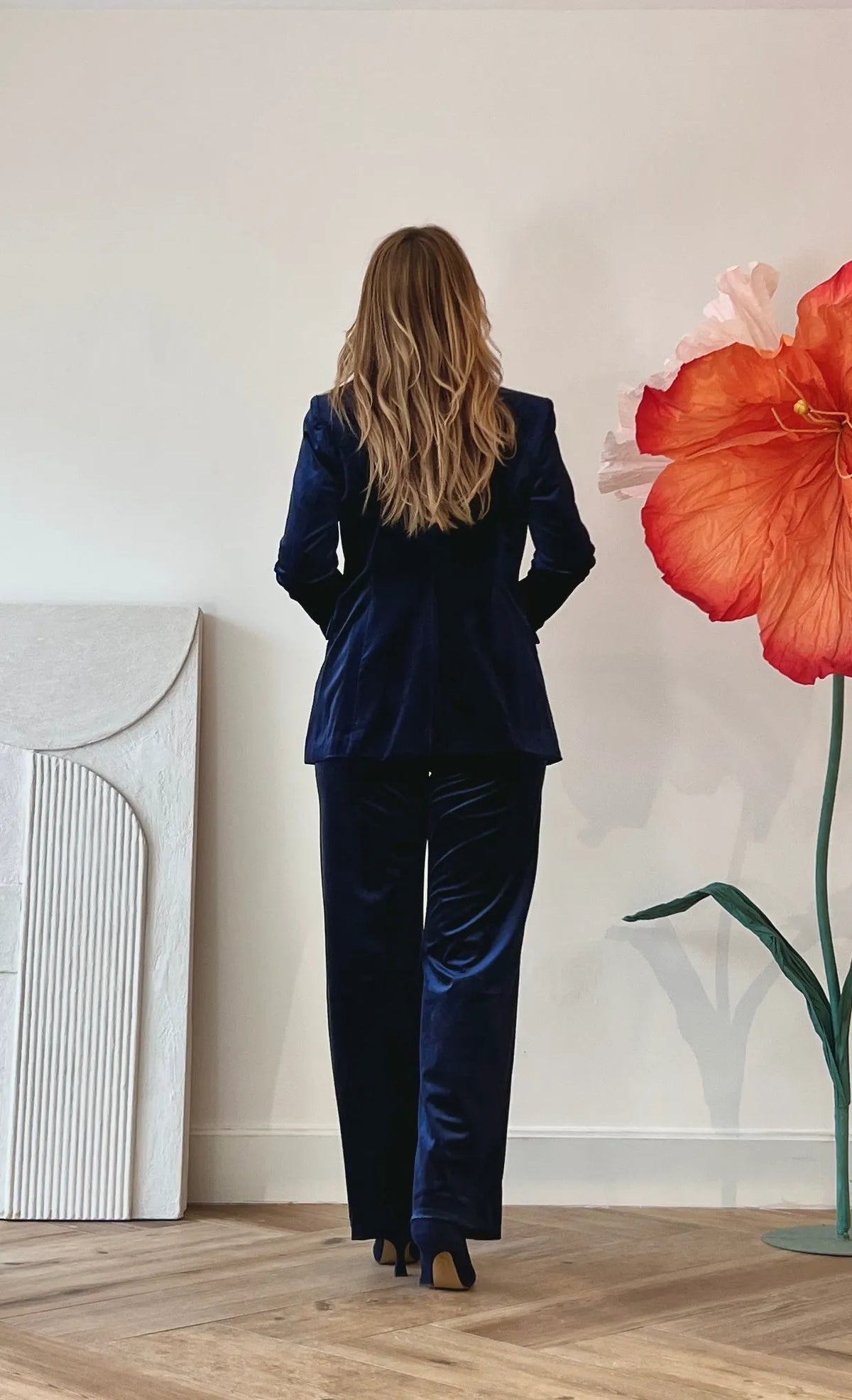 Chaqueta ideal de terciopelo azul