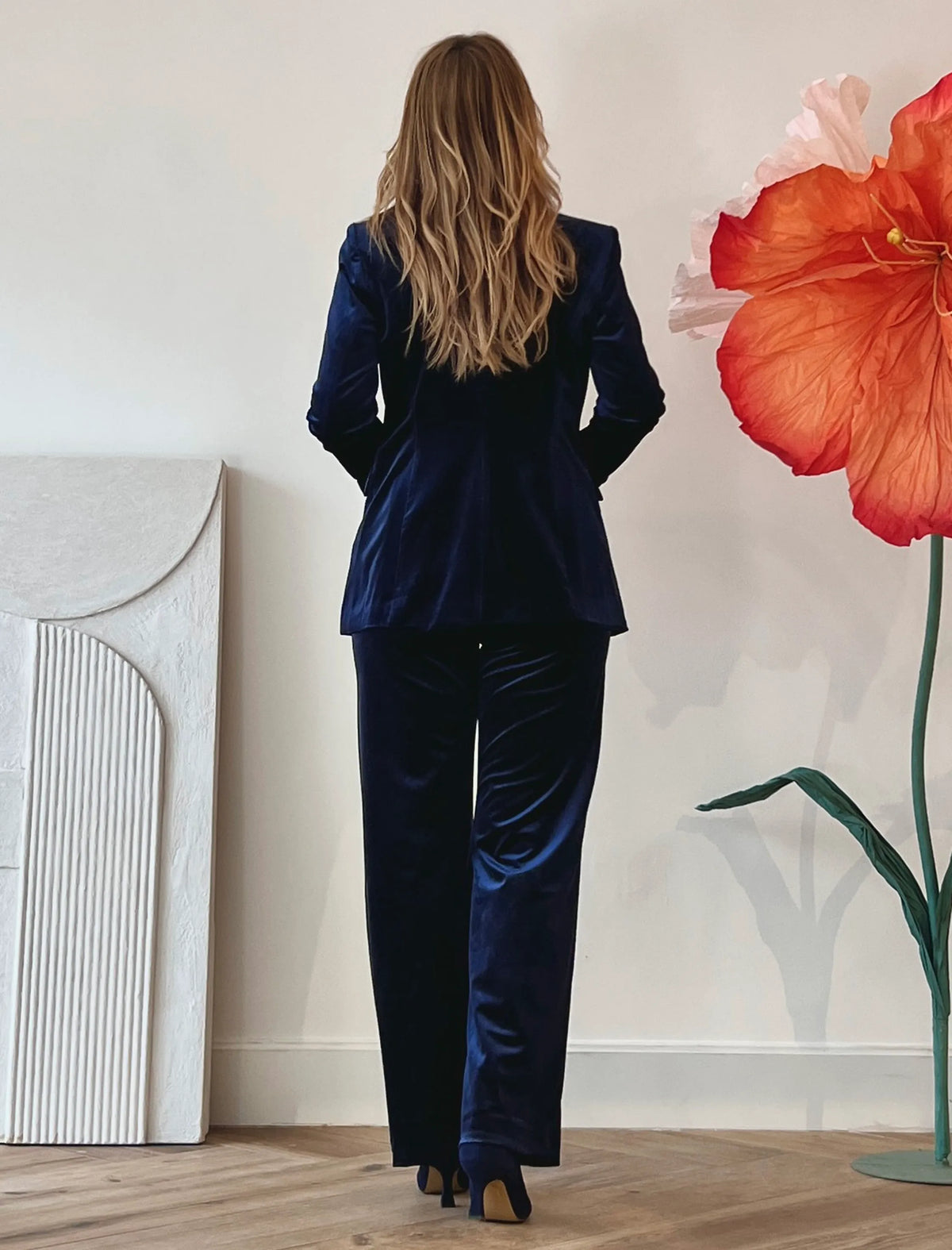 Look chaqueta y pantalón Ideal terciopelo azul