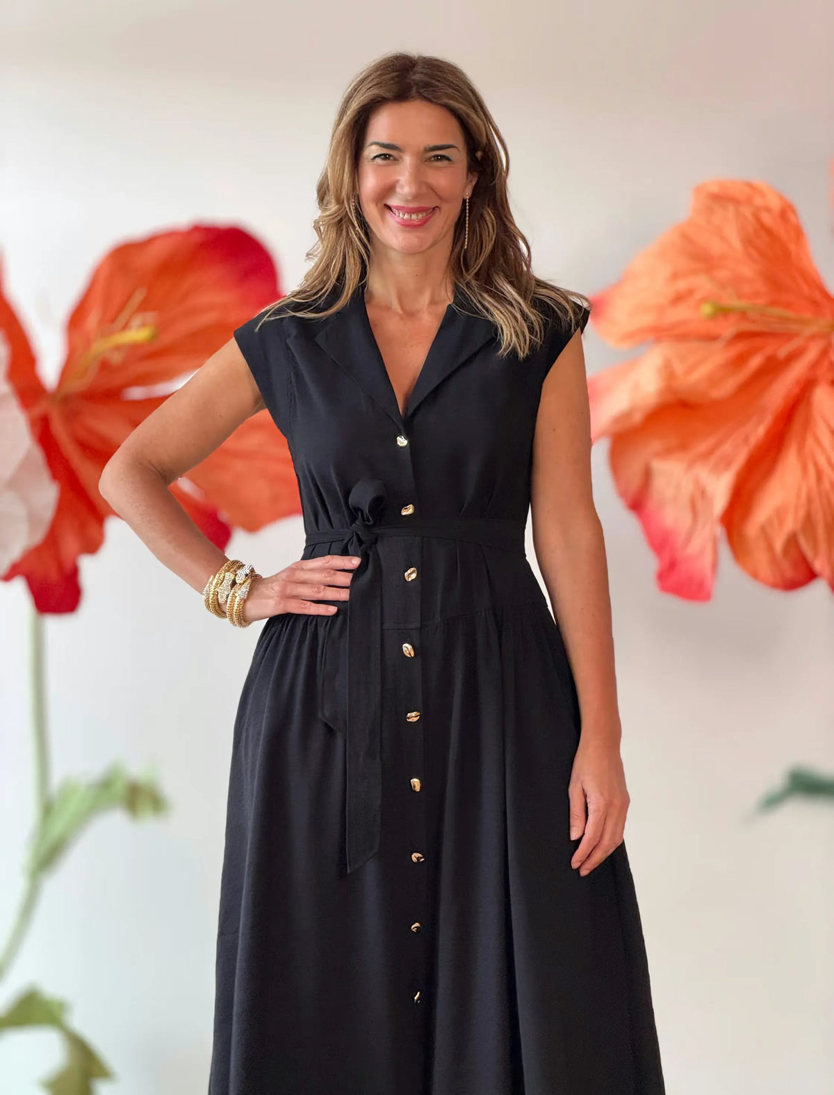 Vestido midi chic negro