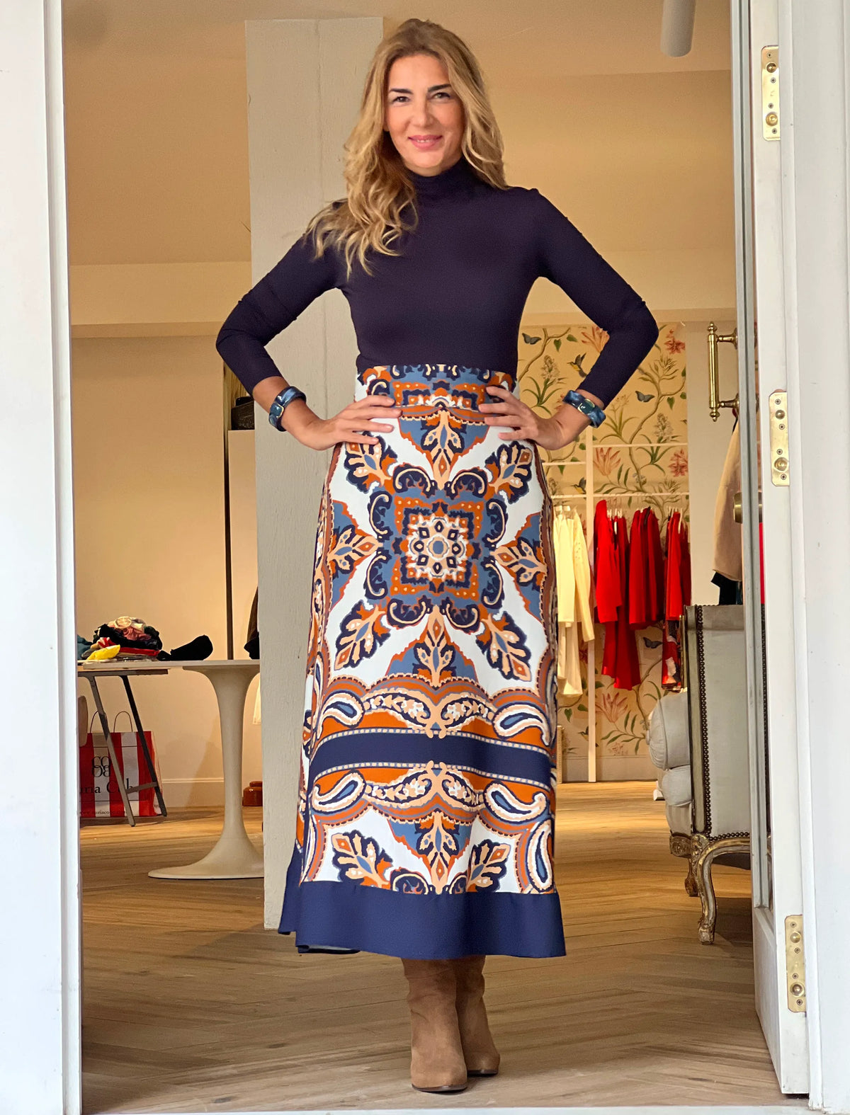 Total look de camisa y falda de viscosa Atalanta Carolina