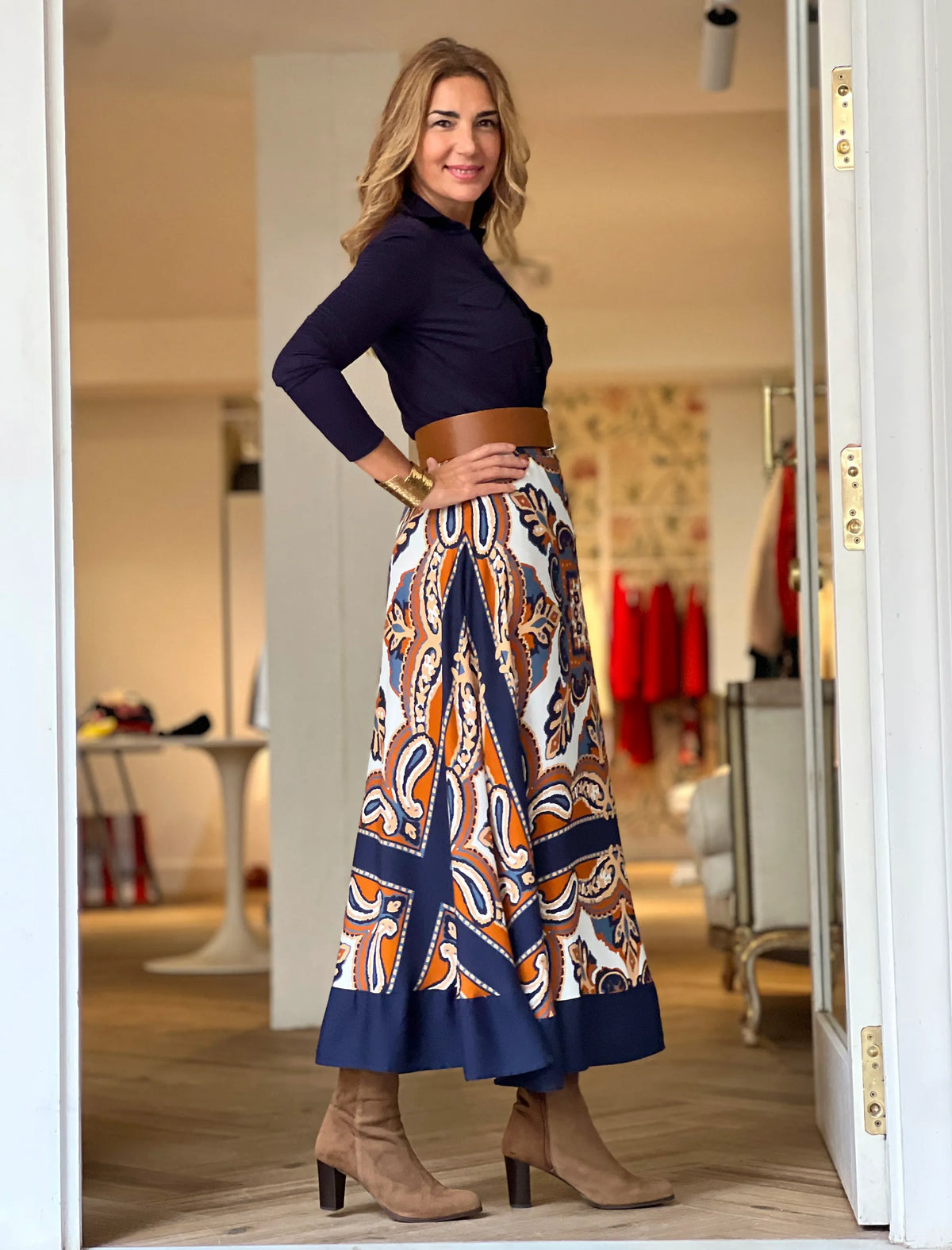 Total look de camisa y falda de viscosa Atalanta Carolina