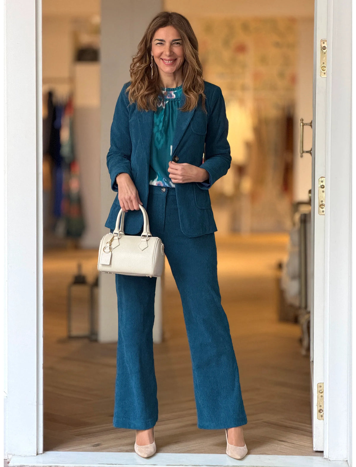 Pantalón de pana mujer ideal azul