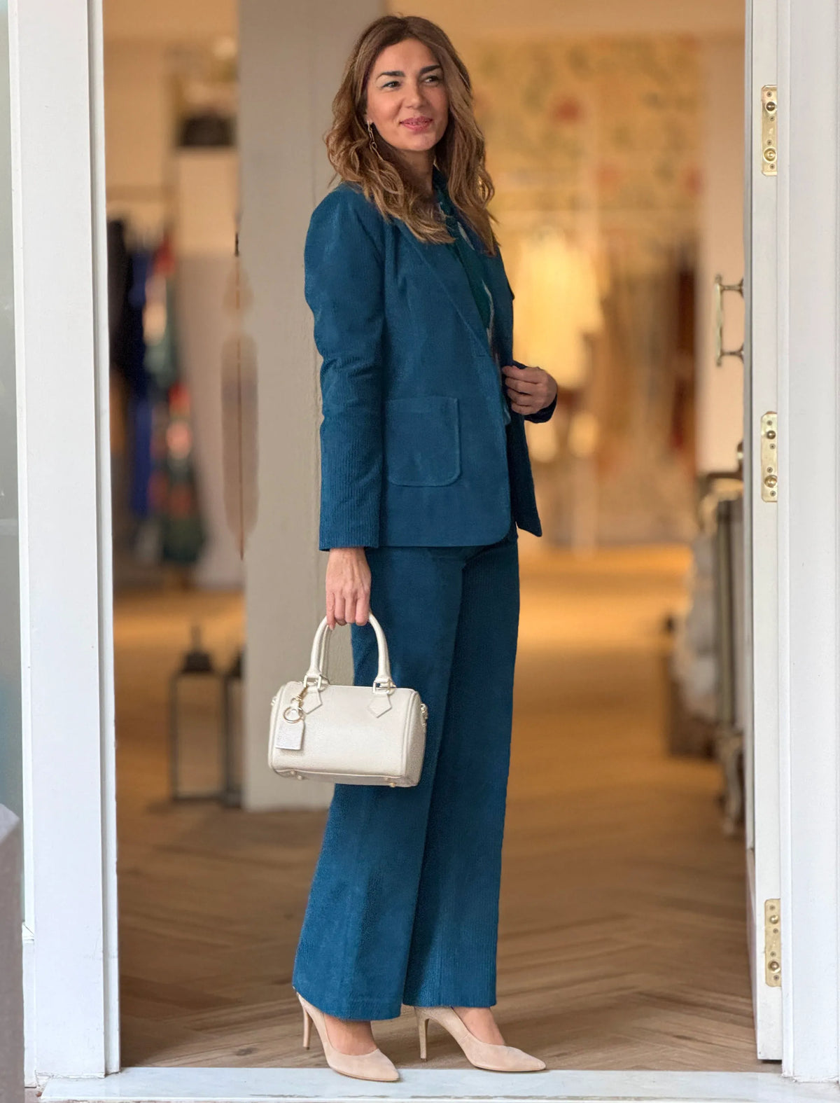 Chaqueta de pana blazer azul