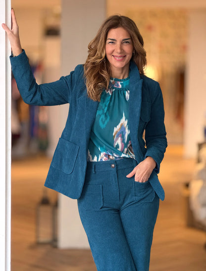 Pantalón de pana mujer ideal azul