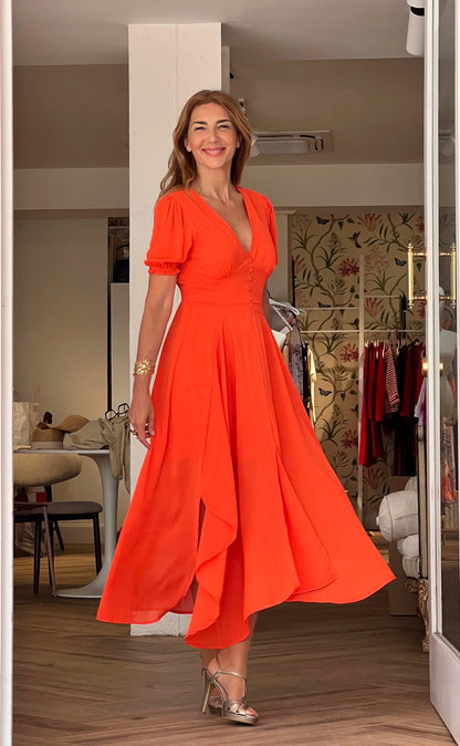 Vestido Fluido Coral