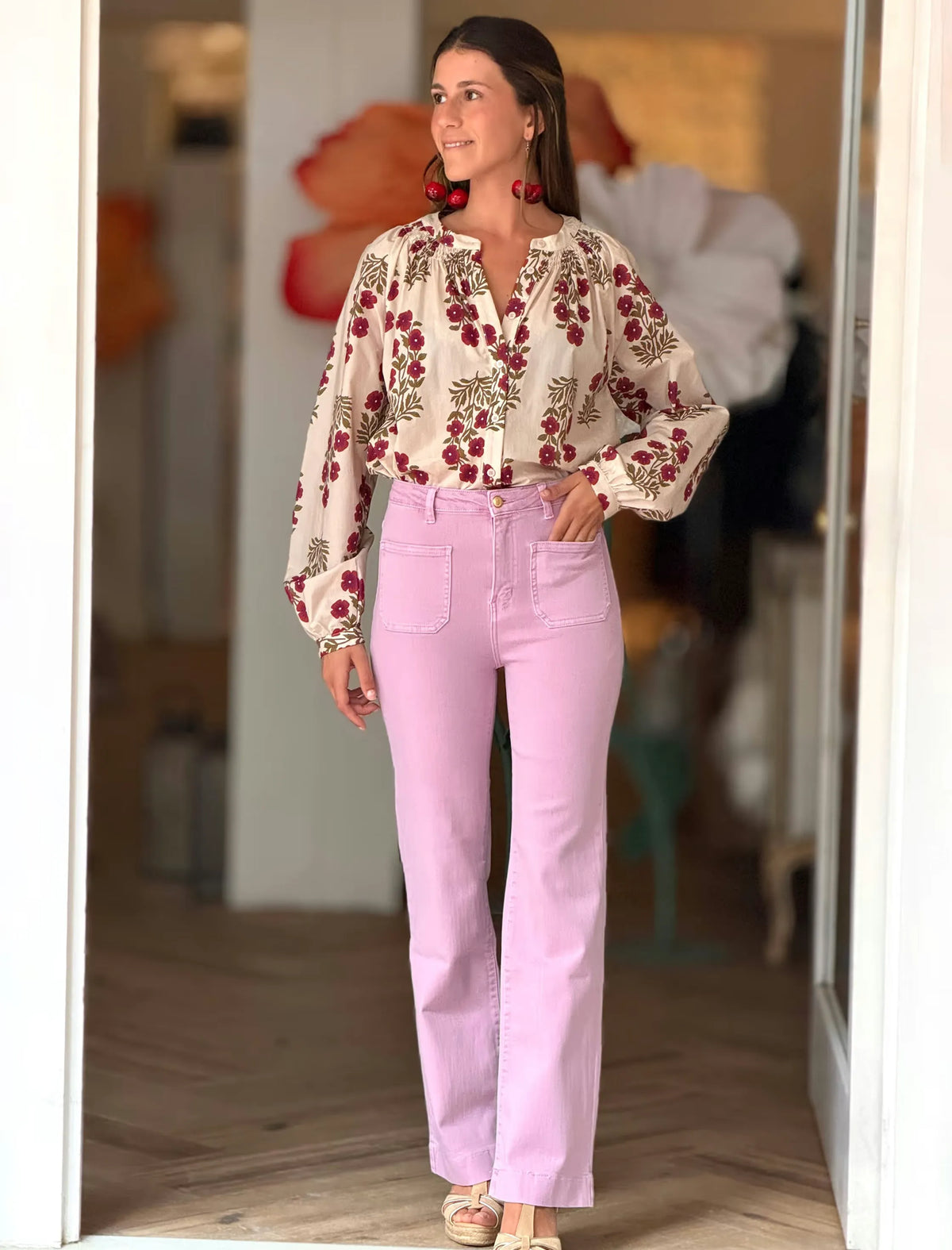 Camisa block print floreal