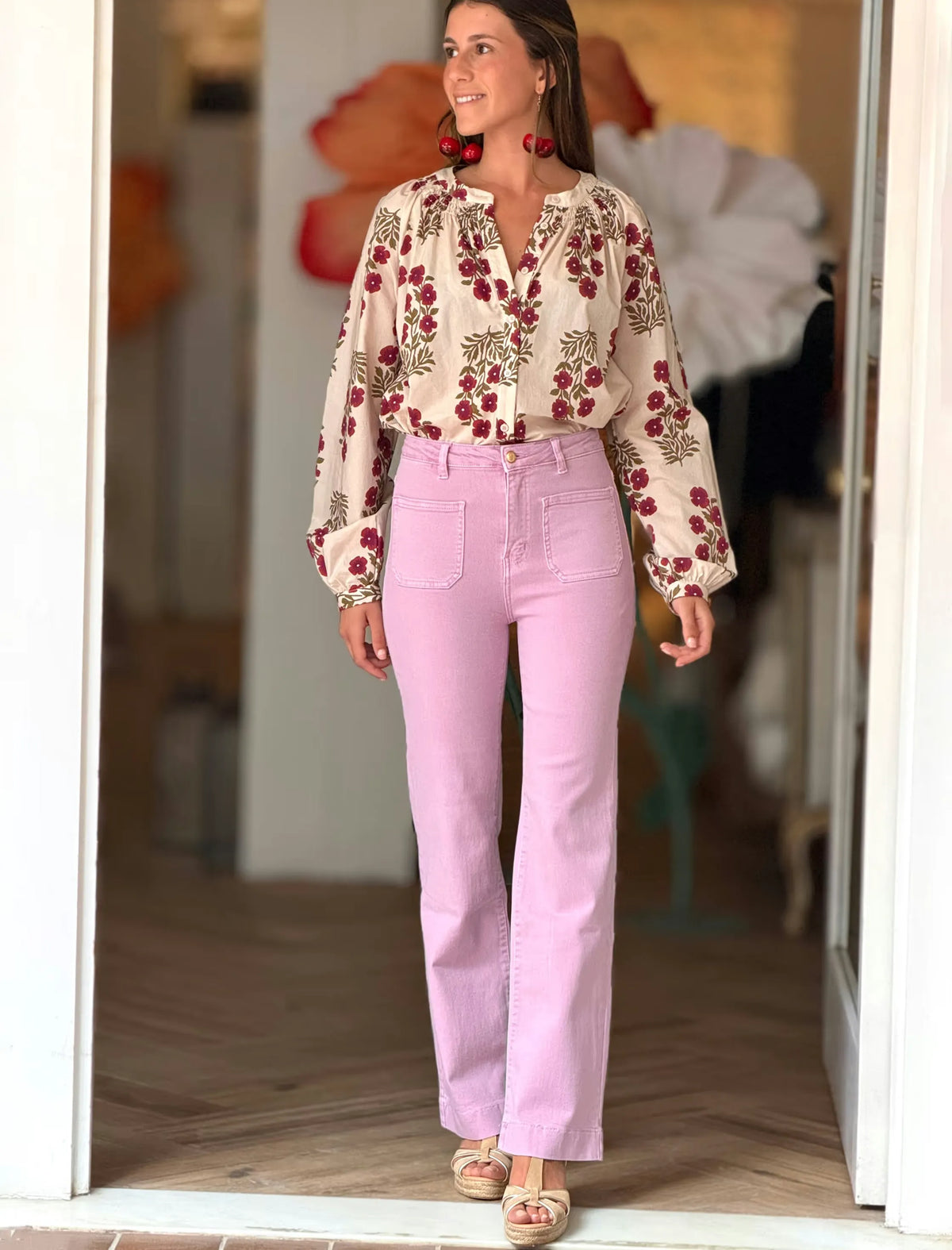 Camisa block print floreal