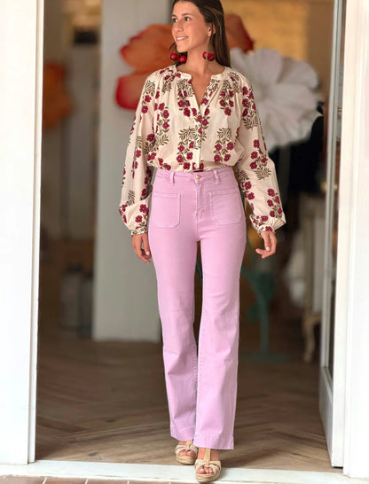 Camisa block print floreal
