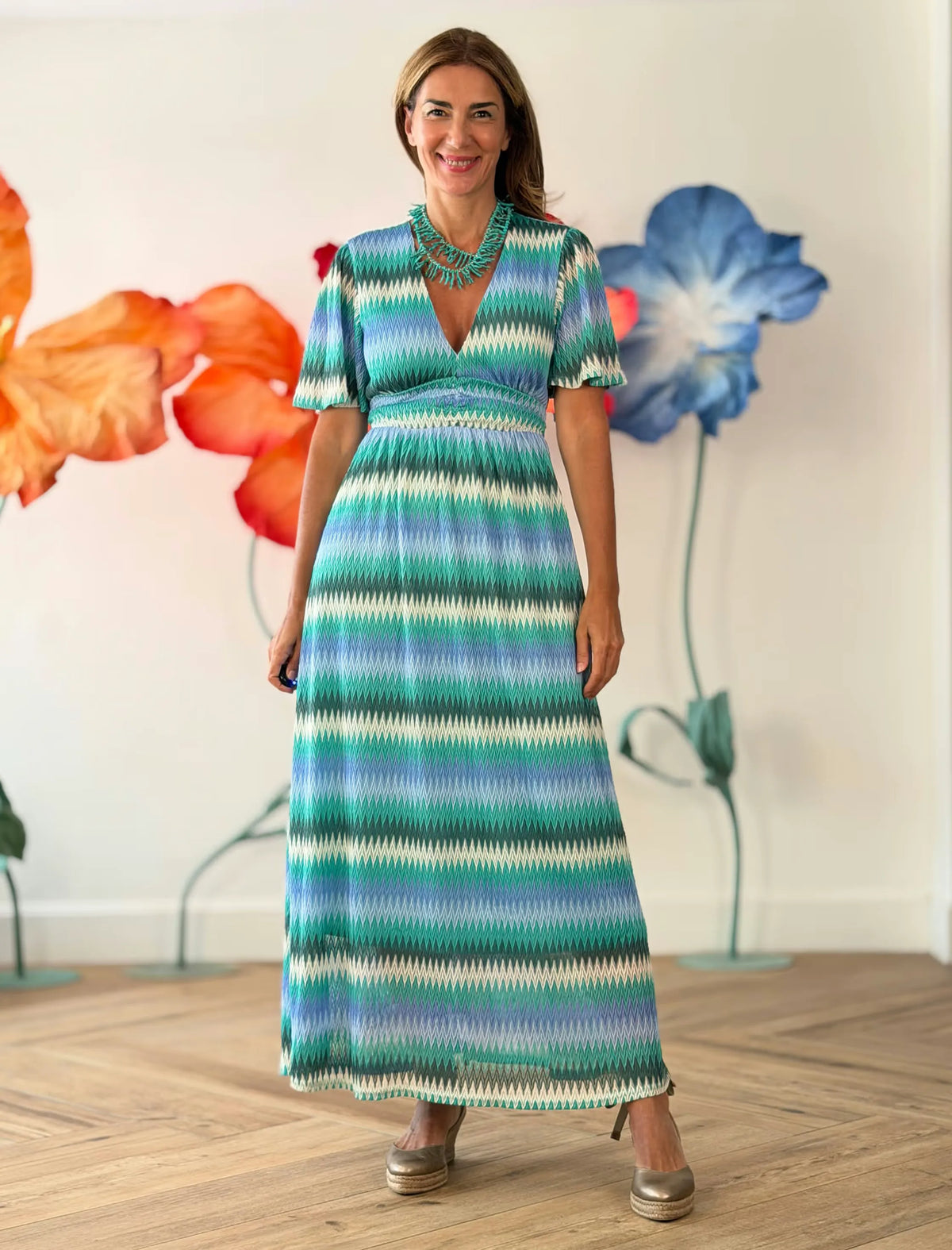 Vestido zig zag verde
