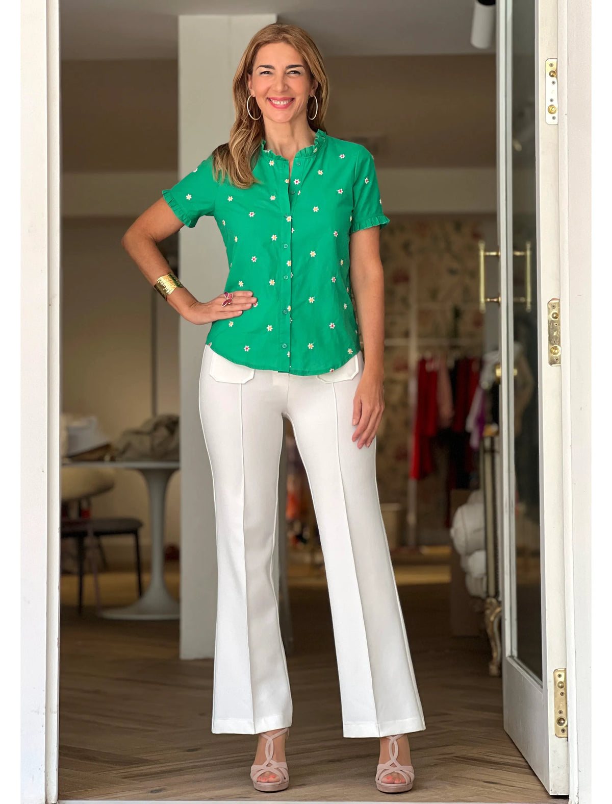 Camisa Primavera Algodon Verde