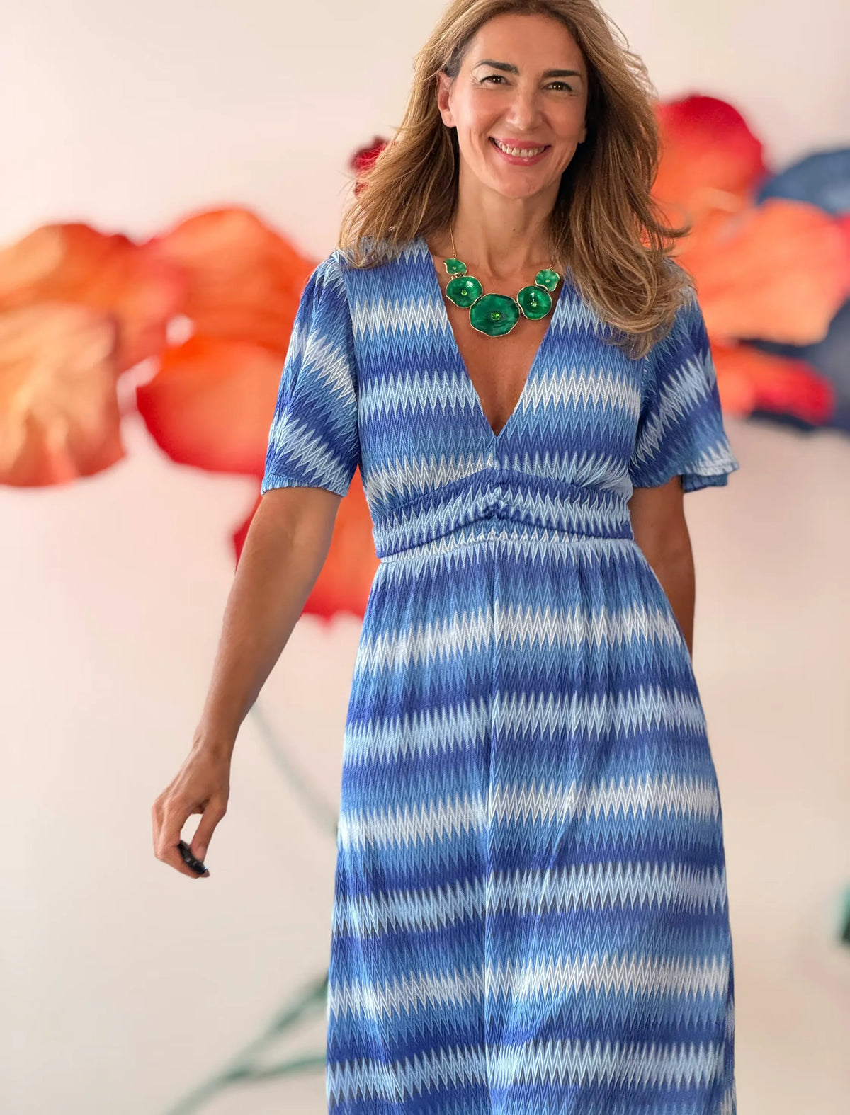 Vestido zig zag azul