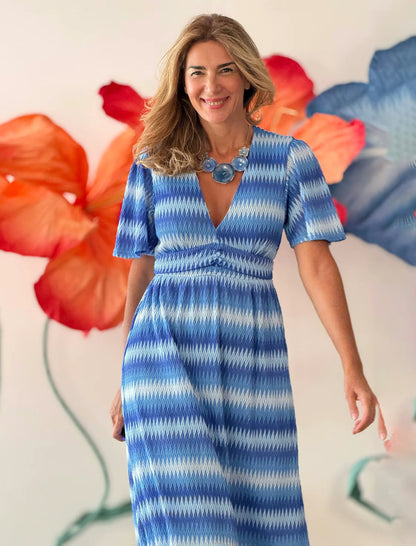 Vestido zig zag azul