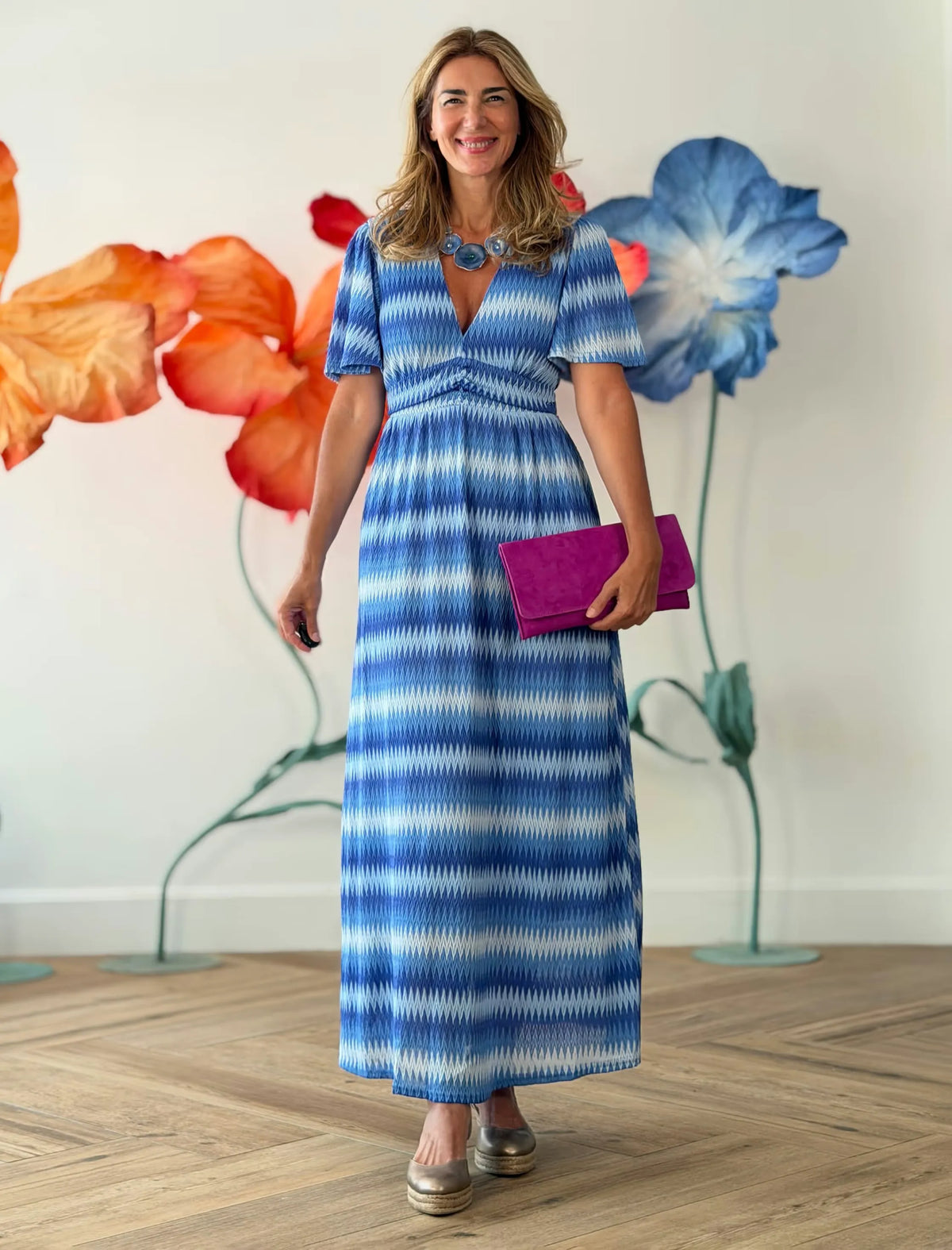 Vestido zig zag azul