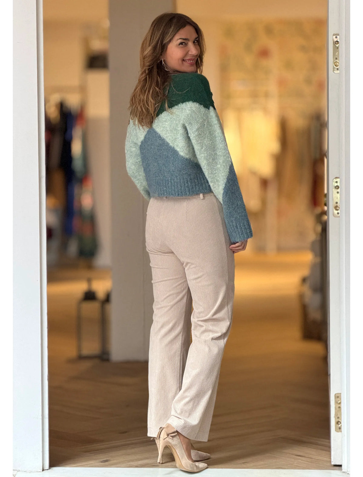 Pantalón de pana mujer ideal beig