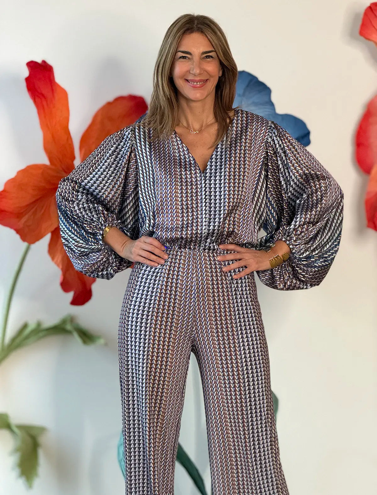 Pantalón palazzo soft geometric