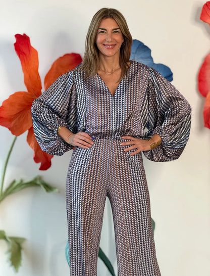 Pantalón palazzo soft geometric