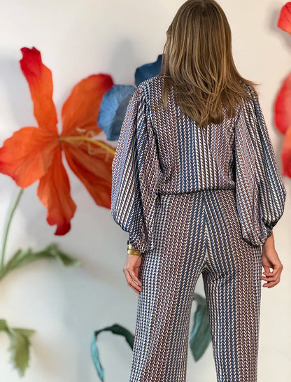 Pantalón palazzo soft geometric