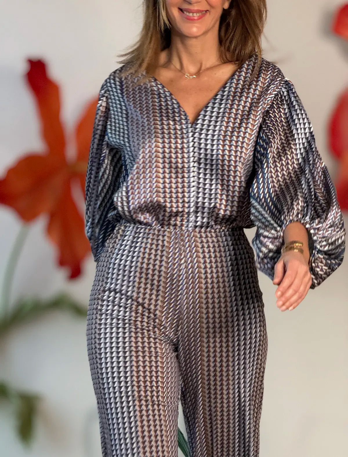Pantalón palazzo soft geometric