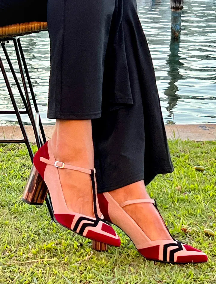 Zapato Salón de Tacón Ancho Maggie Burdeos