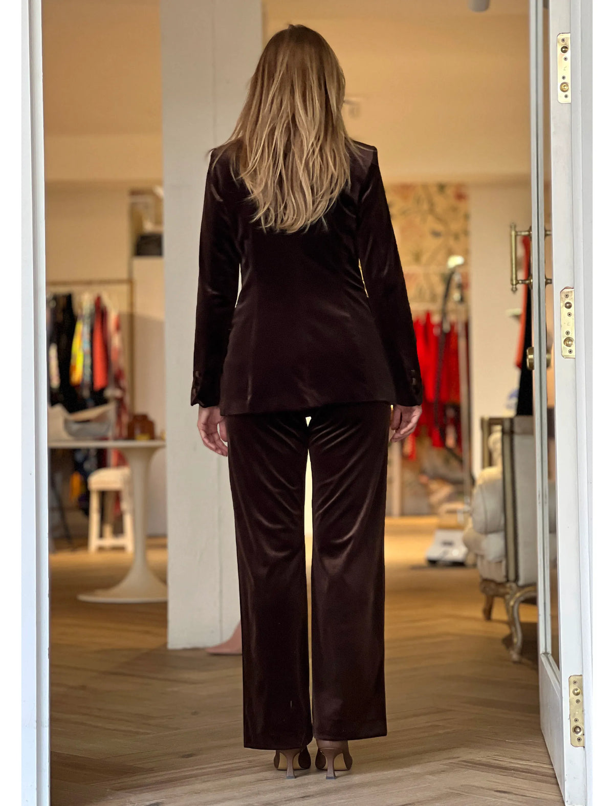 Chaqueta ideal de terciopelo chocolate