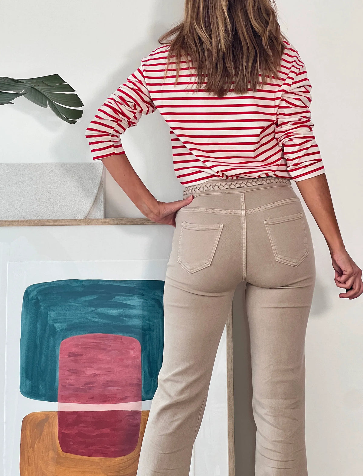 Camiseta marinera muy chic roja y beige