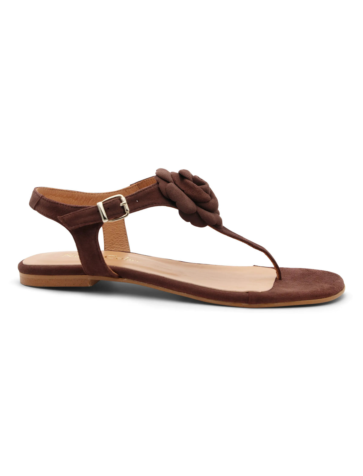 Sandalia con flor ideal chocolate