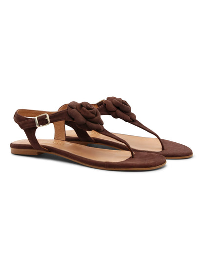 Sandalia con flor ideal chocolate