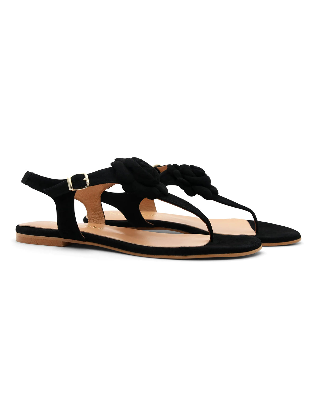 Sandalia con flor ideal negro