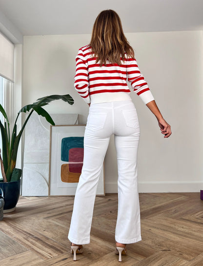 Jeans blanco trenzados chic