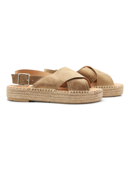 Alpargata plana cruzada chic camel
