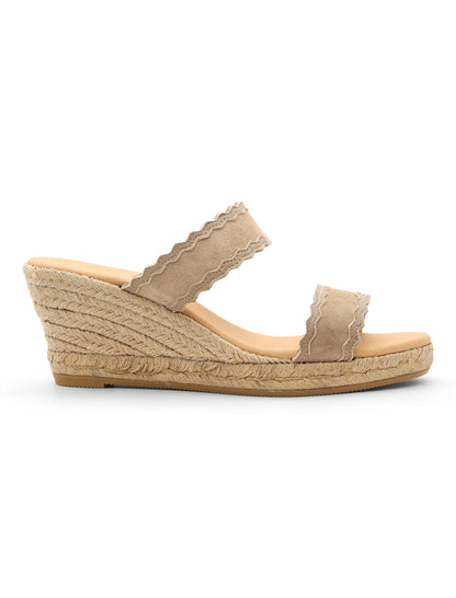 Sandalia cuña espadrille visón
