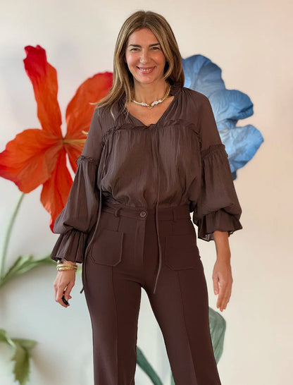 Blusa boho marrón chic