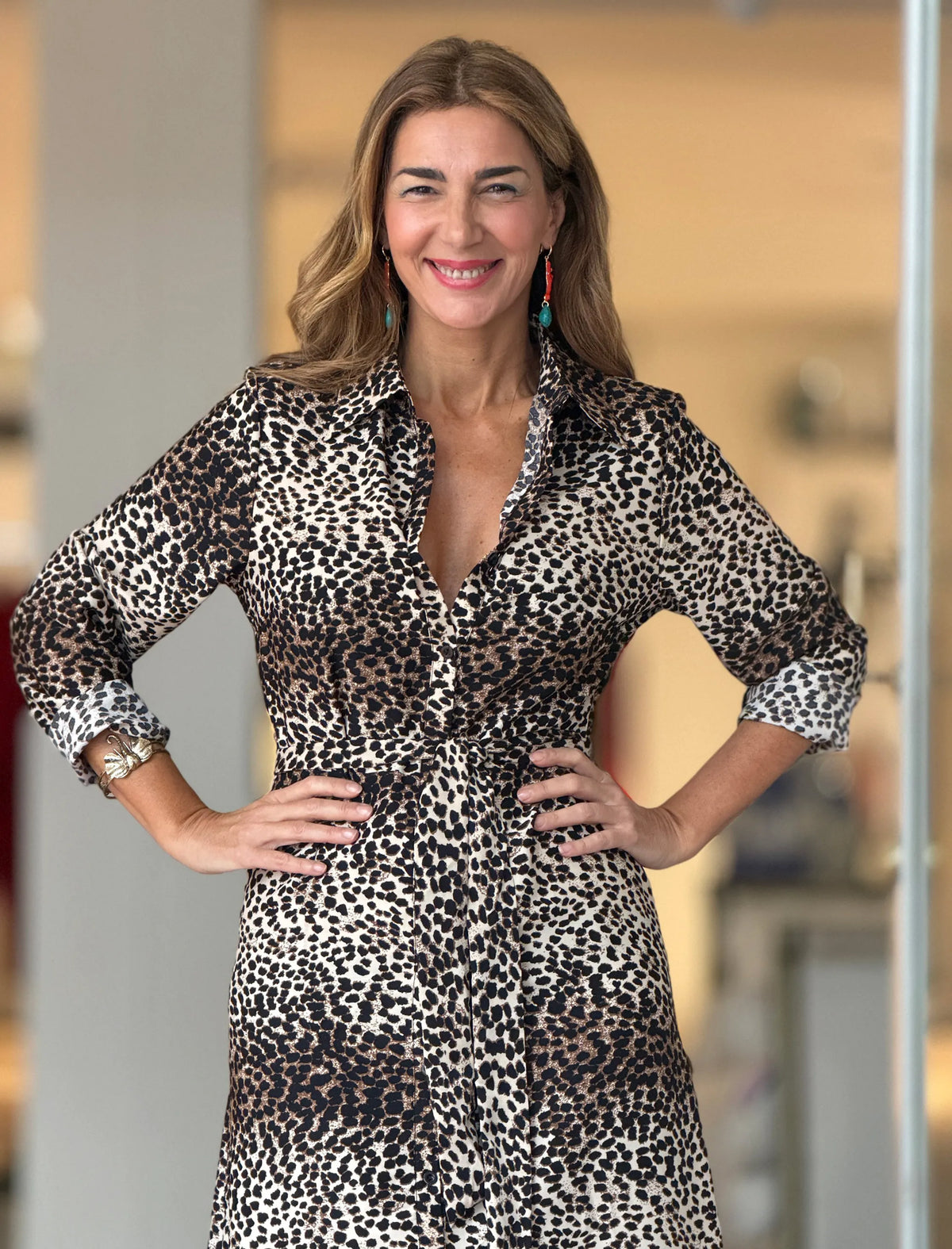 Vestido camisero animal print
